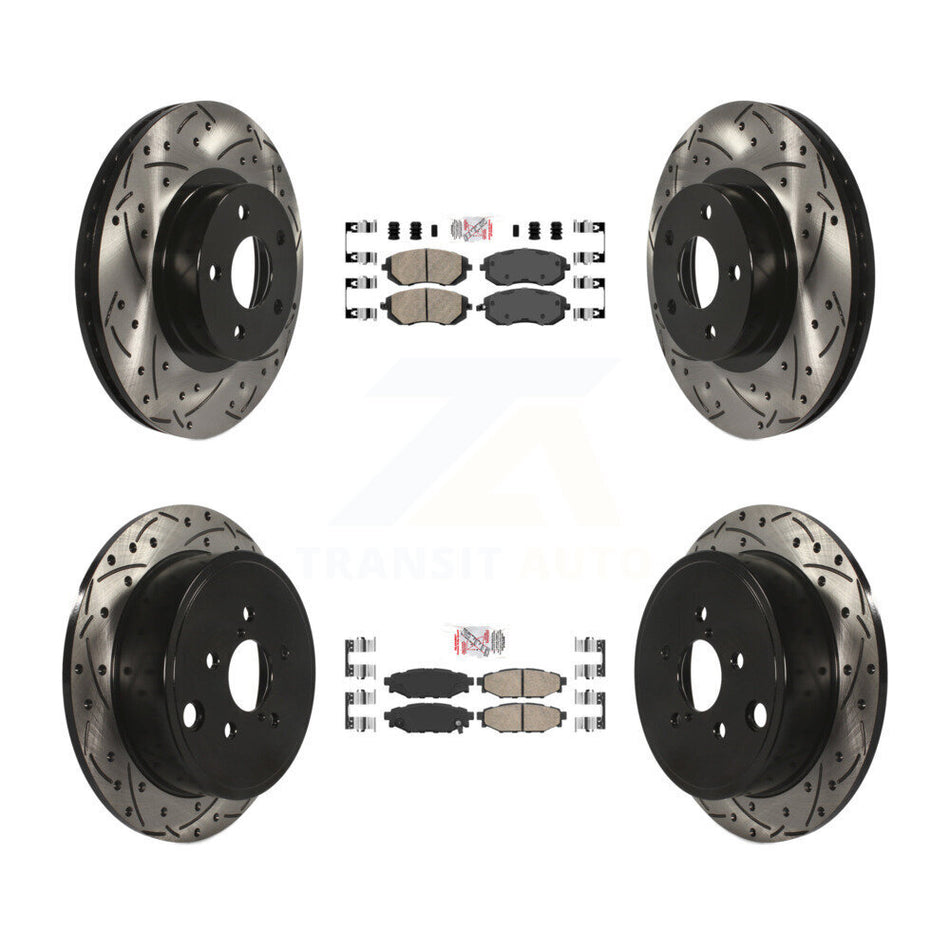 Front Rear Ceramic Pad And Coated Drilled Slotted Disc Brake Rotor Kit For Subaru Impreza KDA-101114