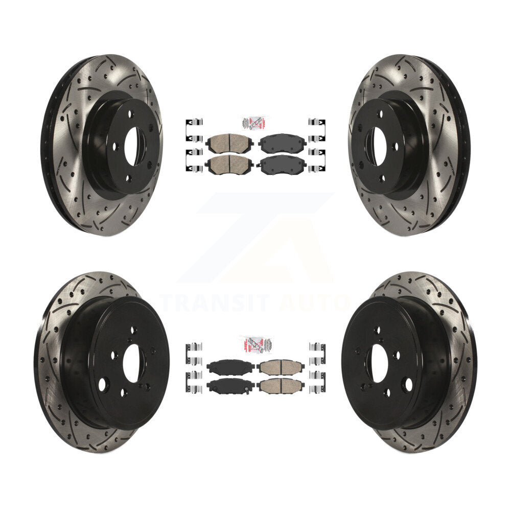 Front Rear Ceramic Pad And Coated Drilled Slotted Disc Brake Rotor Kit For Subaru Impreza KDA-101119