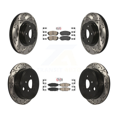 Front Rear Ceramic Pad And Coated Drilled Slotted Disc Brake Rotor Kit For Subaru Impreza KDA-101119