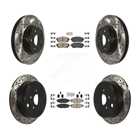 Front Rear Ceramic Pad And Coated Drilled Slotted Disc Brake Rotor Kit For Subaru Impreza KDA-101120