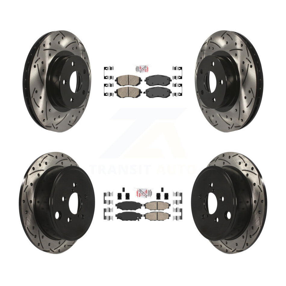 Front Rear Ceramic Pad And Coated Drilled Slotted Disc Brake Rotor Kit For Subaru Impreza KDA-101120