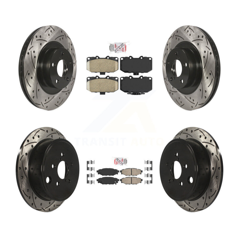 Front Rear Ceramic Pad Coated Drill Slot Disc Brake Rotor Kit For 2008 Subaru Impreza WRX KDA-101124