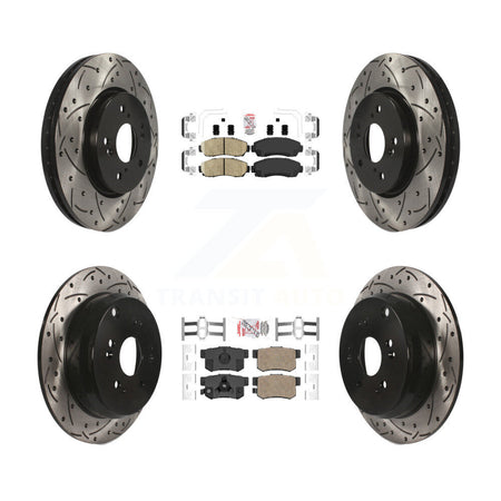 Front Rear Ceramic Pad Coated Drilled Slot Disc Brake Rotors Kit For Honda CR-V Acura RDX KDA-101126