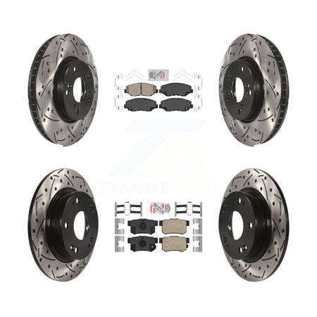 Front Rear Ceramic Pads And Coated Drilled Slotted Disc Brake Rotors Kit For Honda Civic KDA-101130