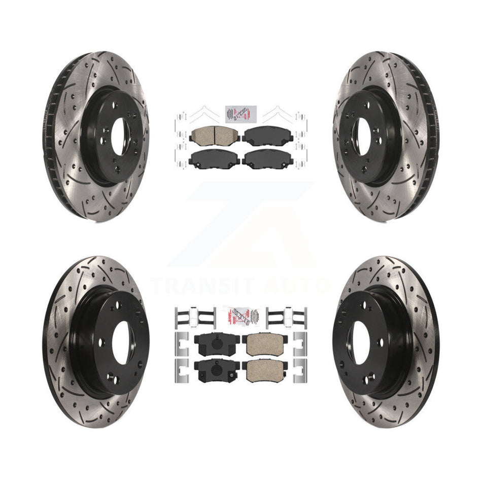 Front Rear Ceramic Pads And Coated Drilled Slotted Disc Brake Rotors Kit For Honda Civic KDA-101130