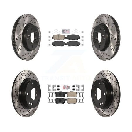 Front Rear Ceramic Pads And Coated Drilled Slotted Disc Brake Rotors Kit For Honda Civic KDA-101131