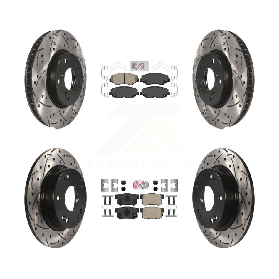 Front Rear Ceramic Pads And Coated Drilled Slotted Disc Brake Rotors Kit For Honda Civic KDA-101131