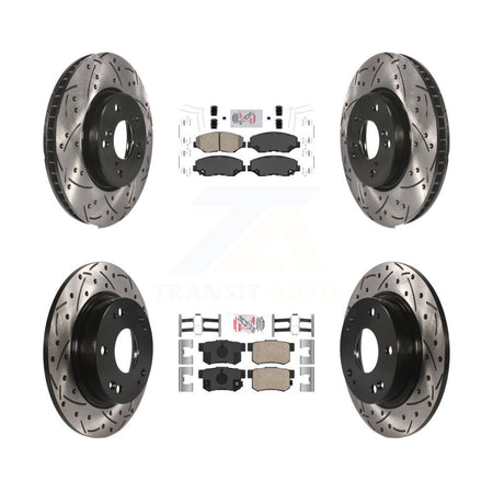 Front Rear Ceramic Pads And Coated Drilled Slotted Disc Brake Rotors Kit For Honda Civic KDA-101132