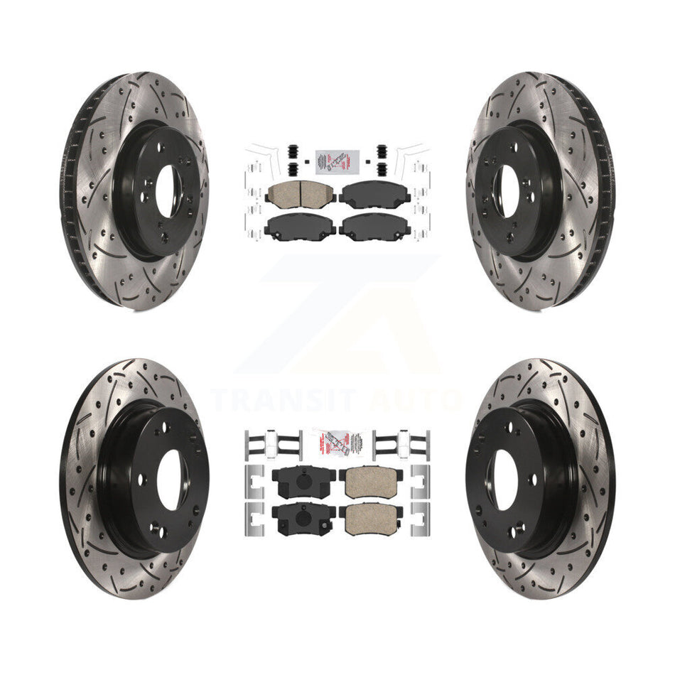 Front Rear Ceramic Pads And Coated Drilled Slotted Disc Brake Rotors Kit For Honda Civic KDA-101132