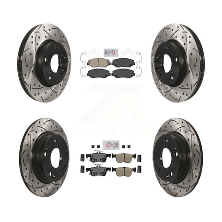 Front Rear Ceramic Pads And Coated Drilled Slotted Disc Brake Rotors Kit For Honda Civic KDA-101134
