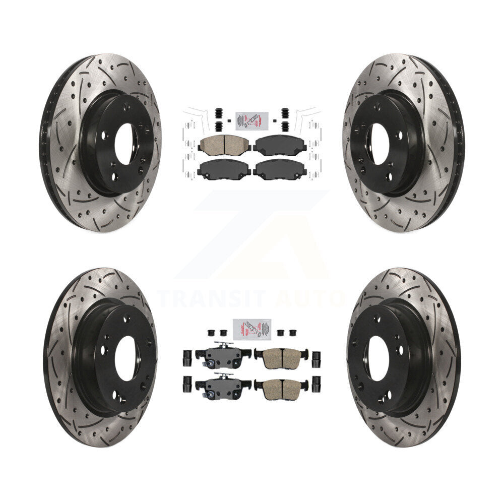 Front Rear Ceramic Pads And Coated Drilled Slotted Disc Brake Rotors Kit For Honda Civic KDA-101136