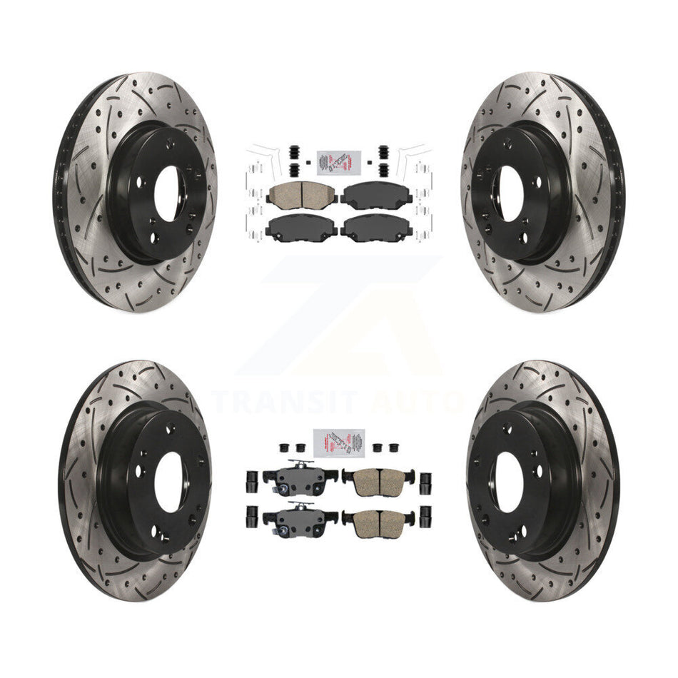 Front Rear Ceramic Pads And Coated Drilled Slotted Disc Brake Rotors Kit For Honda Civic KDA-101136