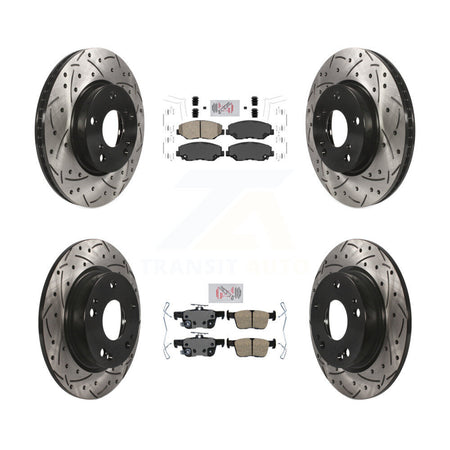 Front Rear Ceramic Pads And Coated Drilled Slotted Disc Brake Rotors Kit For Honda Civic KDA-101137