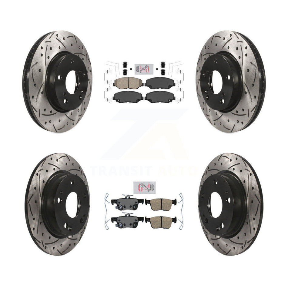 Front Rear Ceramic Pads And Coated Drilled Slotted Disc Brake Rotors Kit For Honda Civic KDA-101137