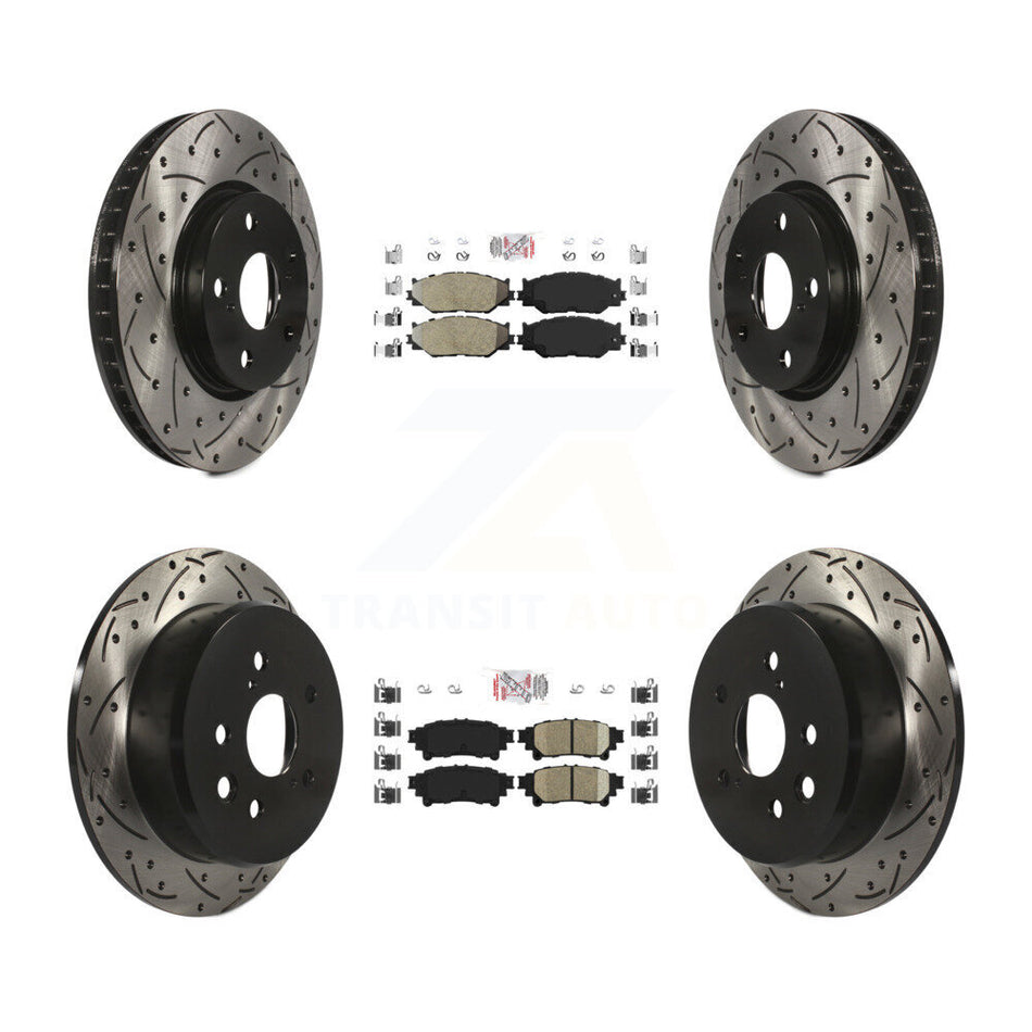 Front Semi-Metallic Rear Ceramic Pad Coat Drill Slot Disc Brake Rotor Kit For Lexus IS250 KDA-101144