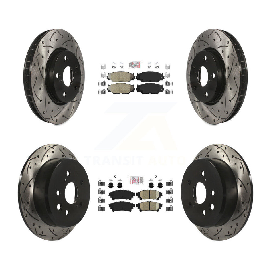 Front Semi-Metallic Rear Ceramic Pad Coat Drill Slot Disc Brake Rotor Kit For Lexus IS250 KDA-101145
