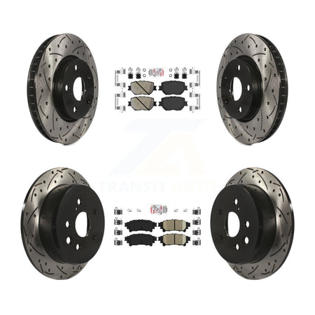 Front Rear Ceramic Pads And Coated Drilled Slotted Disc Brake Rotors Kit For Lexus IS250 KDA-101146
