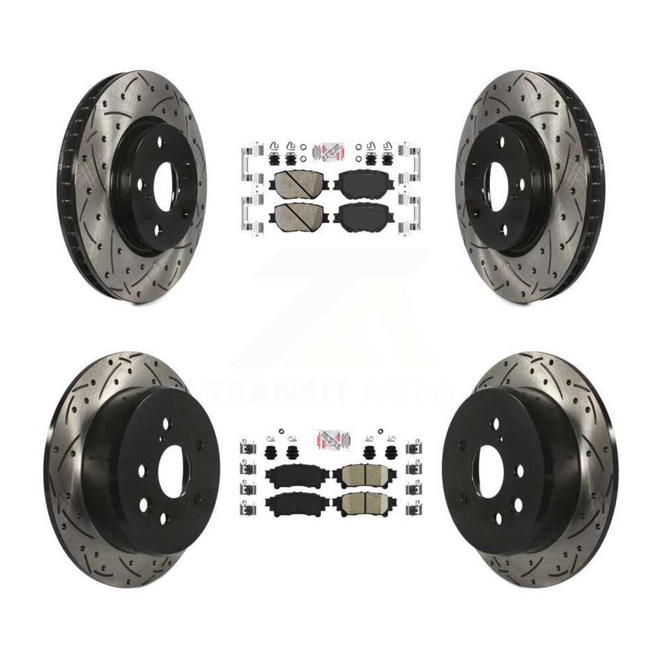Front Rear Ceramic Pads And Coated Drilled Slotted Disc Brake Rotors Kit For Lexus IS250 KDA-101147