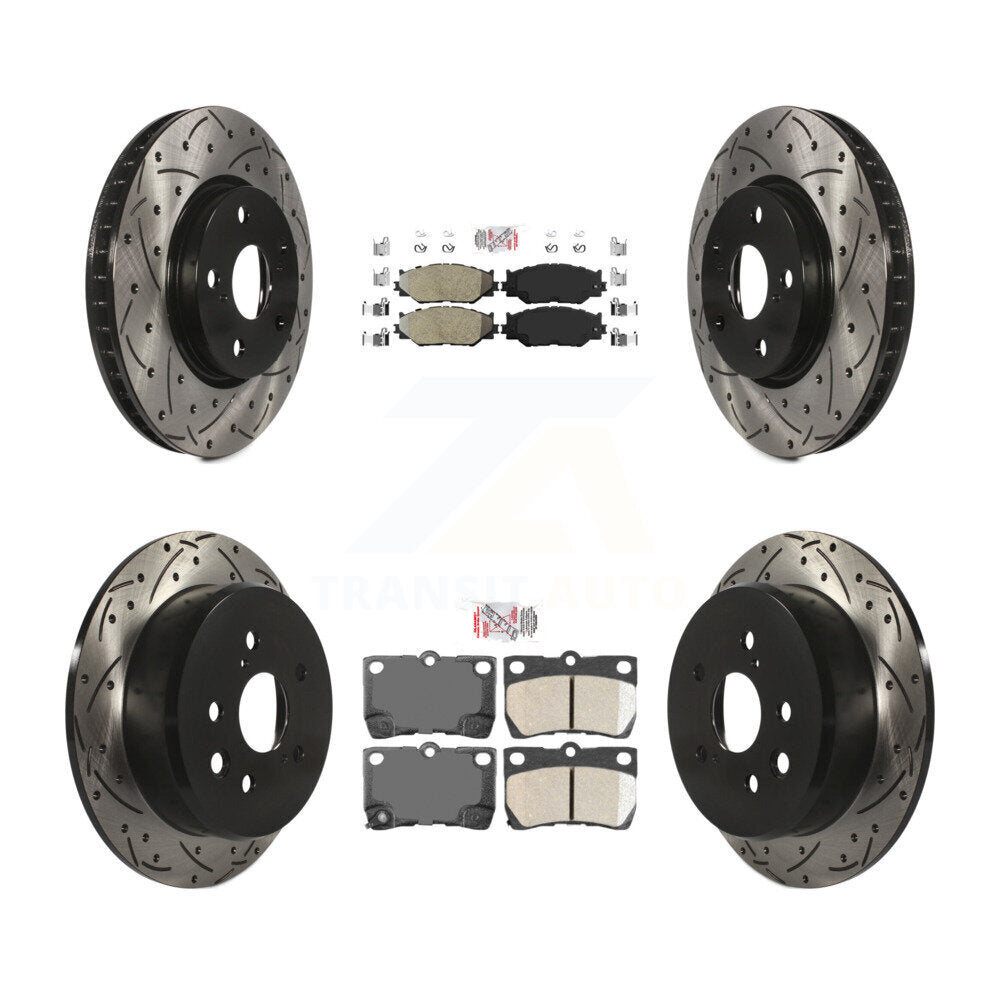 Front Semi-Metallic Rear Ceramic Pad Coat Drill Slot Disc Brake Rotor Kit For Lexus IS250 KDA-101148