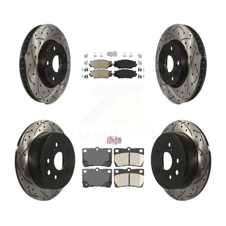Front Semi-Metallic Rear Ceramic Pad Coat Drill Slot Disc Brake Rotor Kit For Lexus IS250 KDA-101148