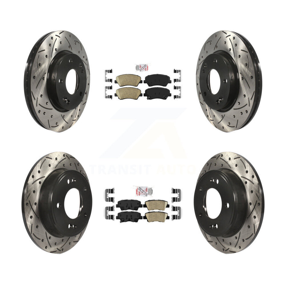 Front Rear Ceramic Pad Drill Slot Brake Rotor Kit For Hyundai Elantra GT Kia Forte Forte5 KDA-101159