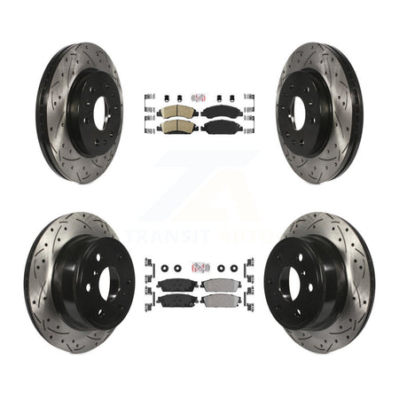 Front Ceramic Rear Semi-Metallic Pad Drill Slot Brake Rotors Kit For Chevrolet GMC Sierra KDA-101172