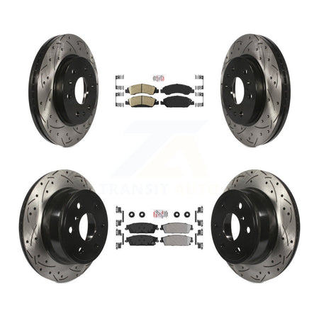 Front Ceramic Rear Semi-Metallic Pad Drill Slot Brake Rotors Kit For Chevrolet GMC Sierra KDA-101174