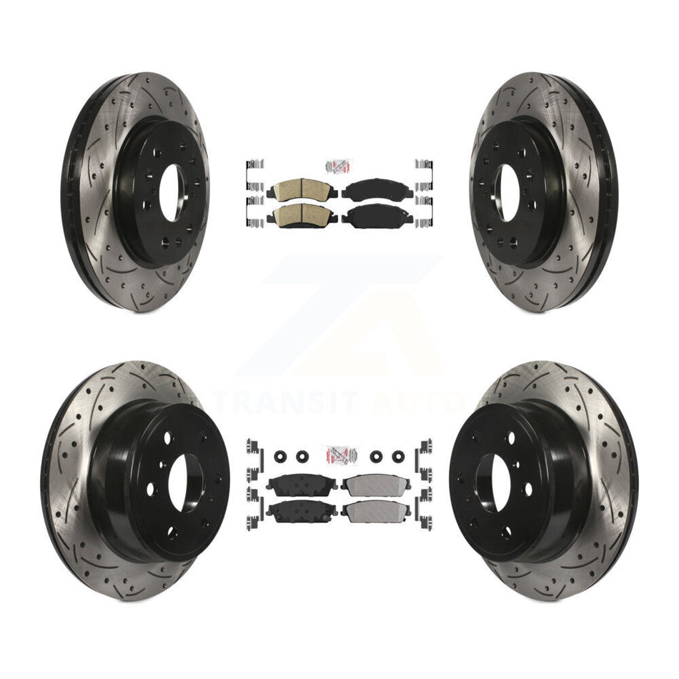 Front Ceramic Rear Semi-Metallic Pad Drill Slot Brake Rotors Kit For Chevrolet GMC Sierra KDA-101174