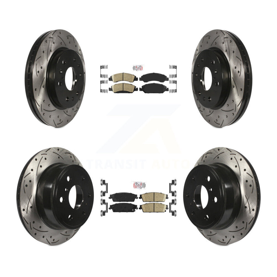 Front Rear Ceramic Pad Drill Slot Brake Rotor Kit For Chevrolet GMC Sierra 1500 Silverado KDA-101175