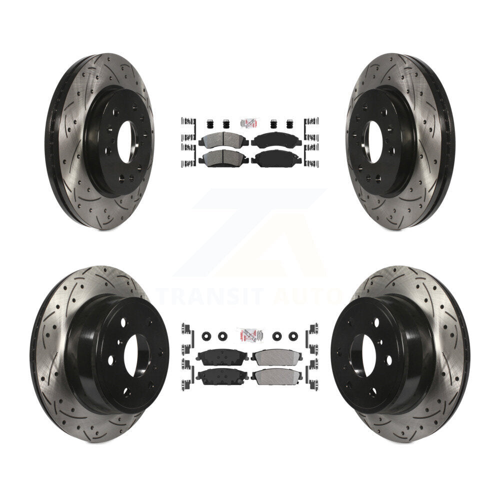 Front Rear Semi-Metallic Pad Drill Slot Brake Rotors Kit For Chevrolet GMC Sierra 1500 XL KDA-101176