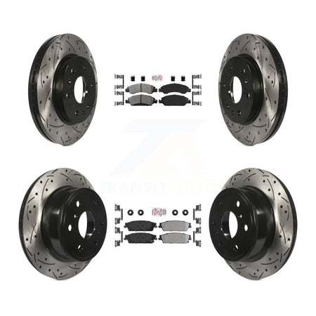 Front Rear Semi-Metallic Pad Drill Slot Brake Rotors Kit For Chevrolet GMC Sierra 1500 XL KDA-101176