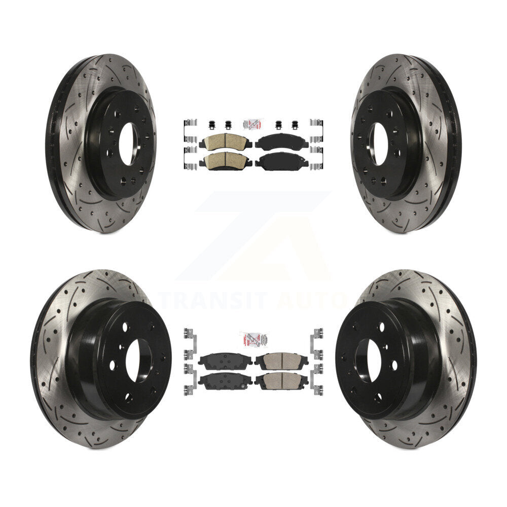 Front Rear Ceramic Pad Drill Slot Brake Rotor Kit For GMC Sierra 1500 Chevrolet Silverado KDA-101179