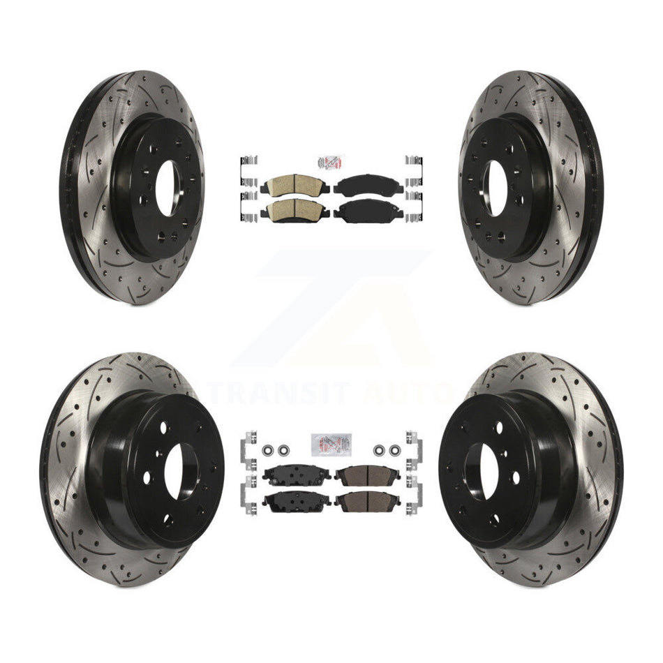 Front Ceramic Rear Semi-Metallic Pad Drill Slot Brake Rotor Kit For GMC Sierra 1500 Tahoe KDA-101180