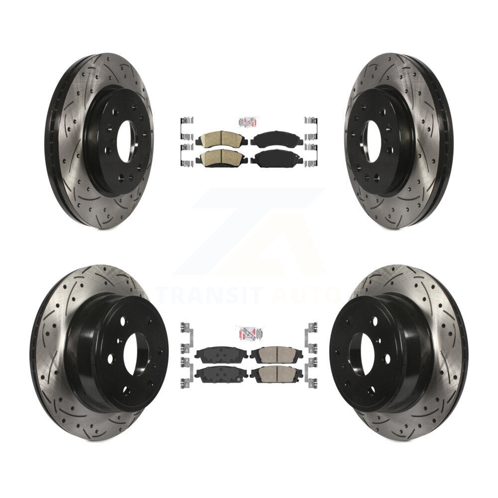 Front Rear Ceramic Pad Drill Slot Brake Rotor Kit For GMC Sierra 1500 Chevrolet Silverado KDA-101181