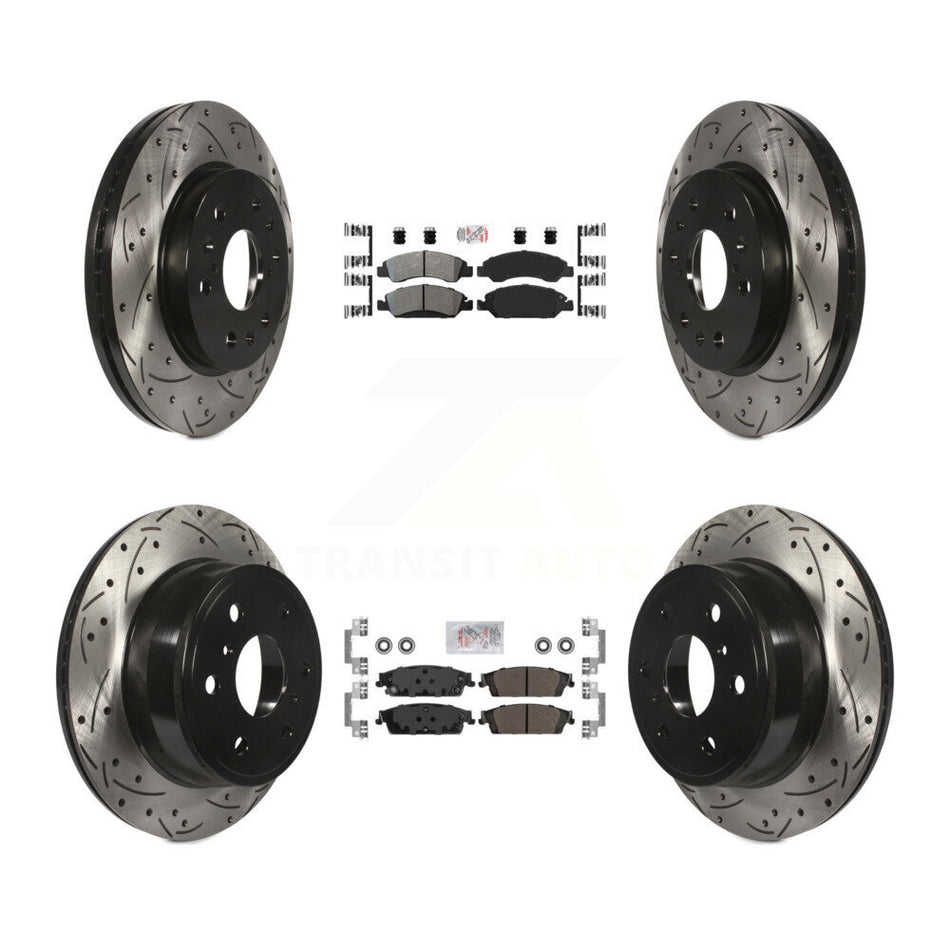 Front Rear Semi-Metallic Pad Drill Slot Brake Rotors Kit For GMC Sierra 1500 Chevrolet XL KDA-101182
