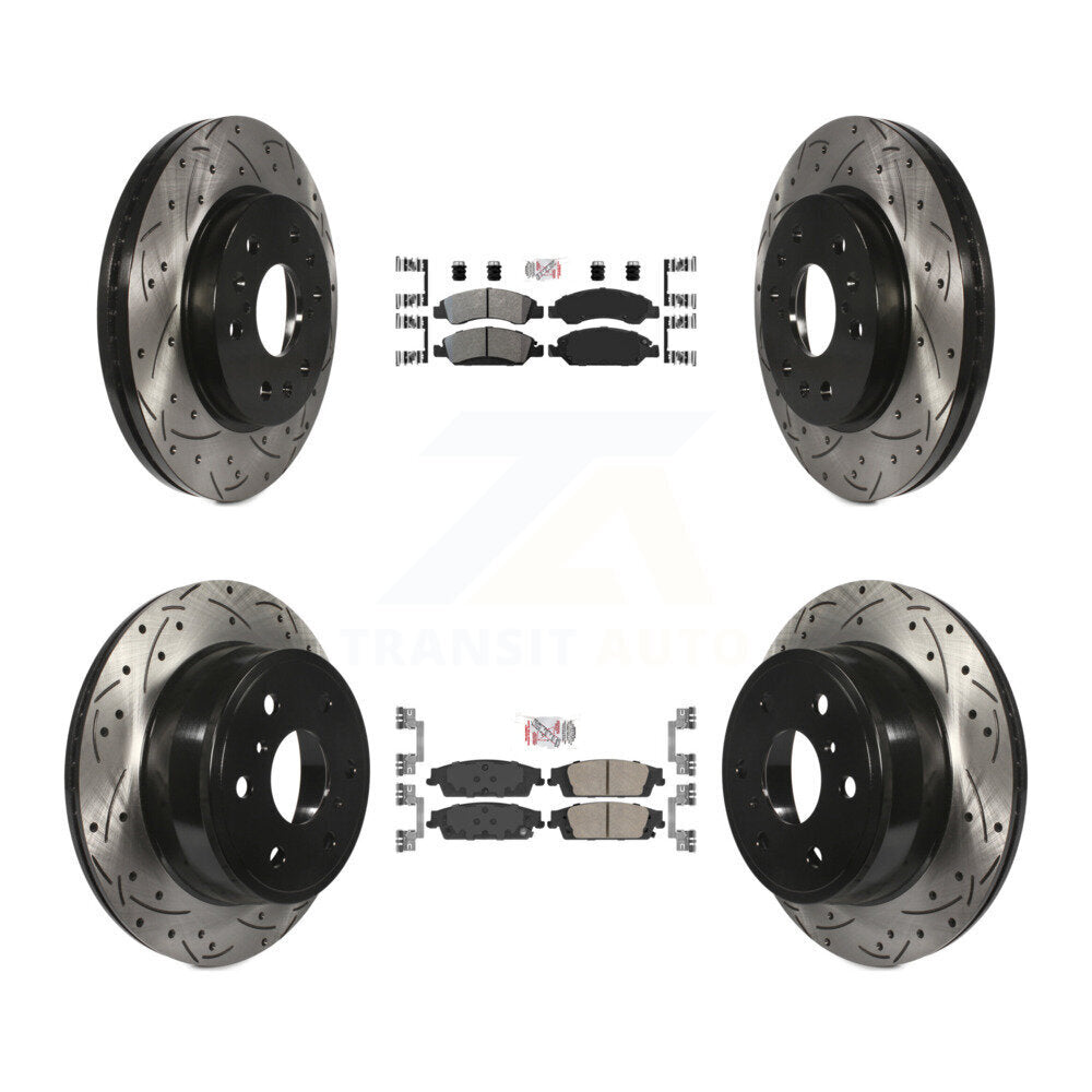 Front Semi-Metallic Rear Ceramic Pad Drill Slot Brake Rotor Kit For GMC Sierra 1500 Tahoe KDA-101183