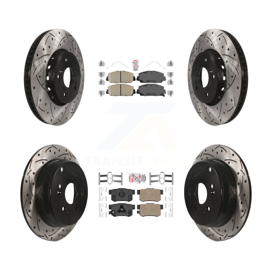 Front Rear Ceramic Pad & Coated Drilled Slot Disc Brake Rotor Kit For 2013-2018 Acura RDX KDA-101205
