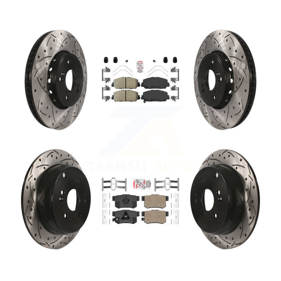 Front Rear Ceramic Pad & Coated Drilled Slot Disc Brake Rotor Kit For 2013-2018 Acura RDX KDA-101207