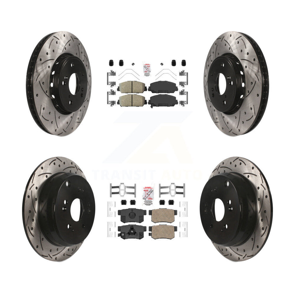 Front Rear Ceramic Pad & Coated Drilled Slot Disc Brake Rotor Kit For 2013-2018 Acura RDX KDA-101208