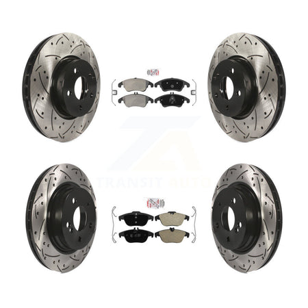 Front Rear Semi-Metallic Pad Drill Slot Brake Rotors Kit For Mercedes-Benz C300 C350 E350 KDA-101209