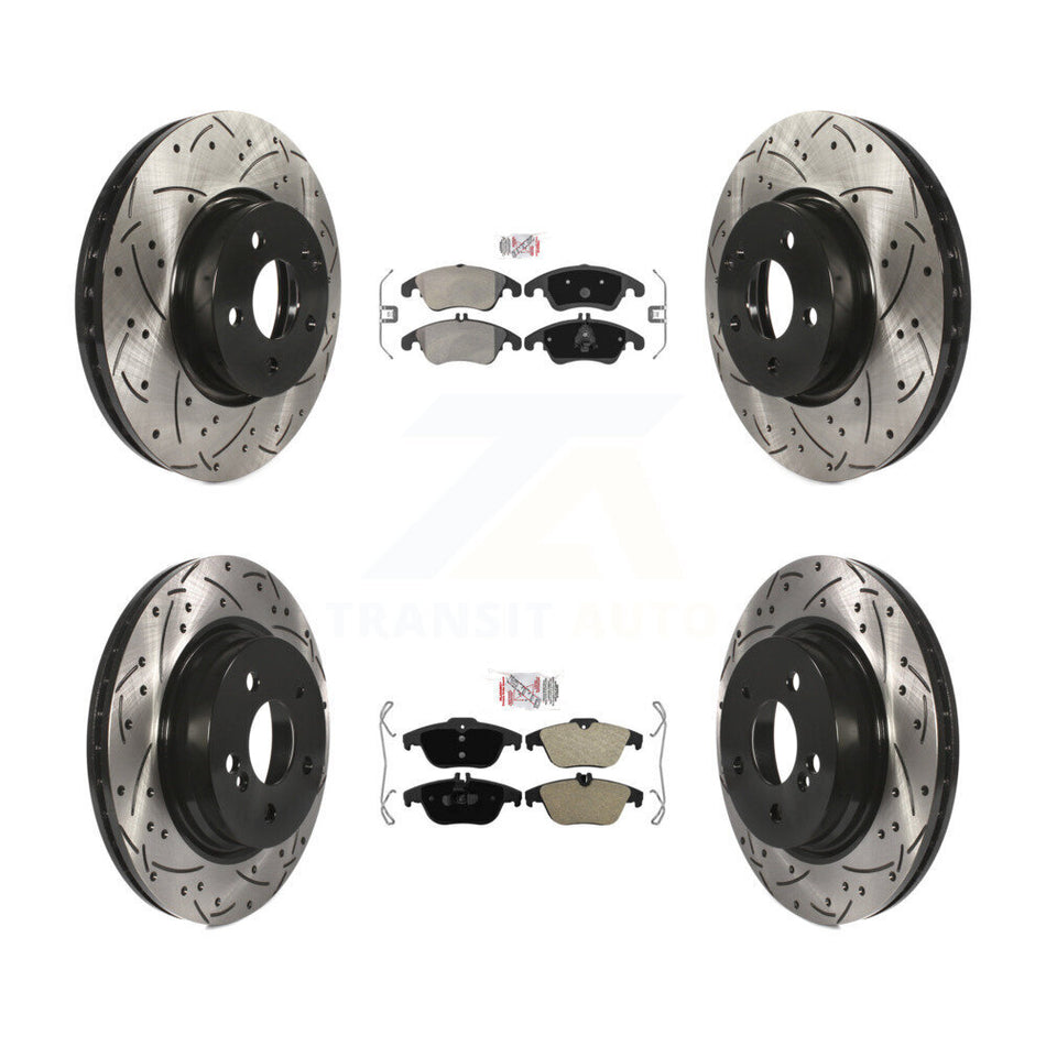 Front Rear Semi-Metallic Pad Drill Slot Brake Rotors Kit For Mercedes-Benz C300 C350 E350 KDA-101209