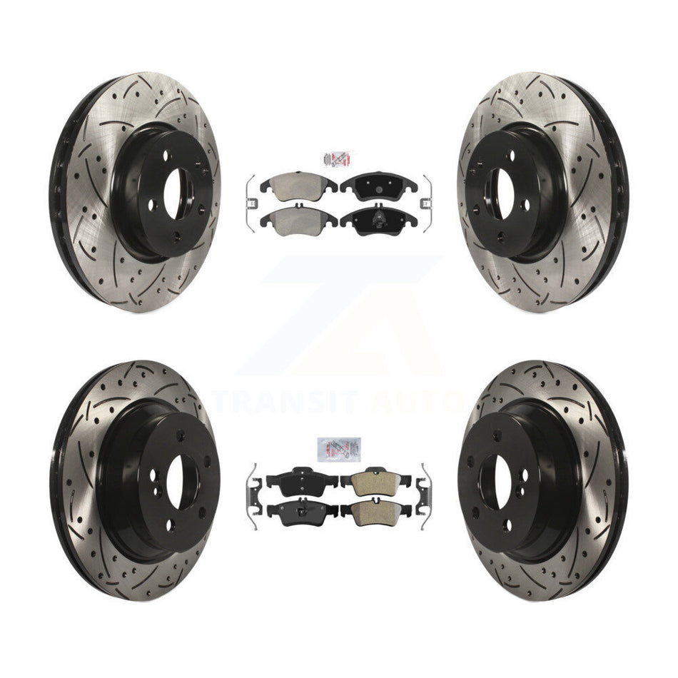 Front Rear Semi-Metallic Pad Drill Slot Disc Brake Rotors Kit For Mercedes-Benz E350 E400 KDA-101211