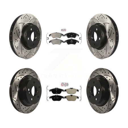 Front Rear Semi-Metallic Pad Coat Drill Slot Disc Brake Rotors Kit For Mercedes-Benz E400 KDA-101213