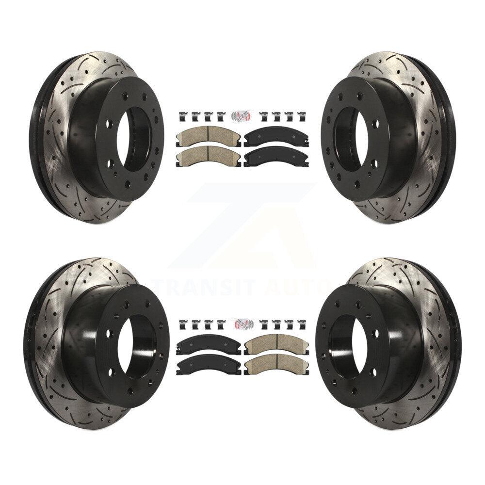 Front Rear Ceramic Pad Drilled Slot Brake Rotor Kit For GMC Chevrolet Sierra 2500 HD 3500 KDA-101214