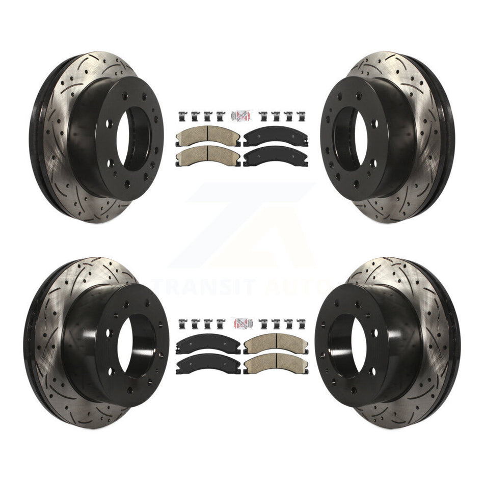 Front Rear Ceramic Pad Drilled Slot Brake Rotor Kit For GMC Chevrolet Sierra 2500 HD 3500 KDA-101214