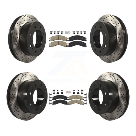 Front Rear Ceramic Pad Drilled Slot Brake Rotor Kit For GMC Chevrolet Sierra 2500 HD 3500 KDA-101218