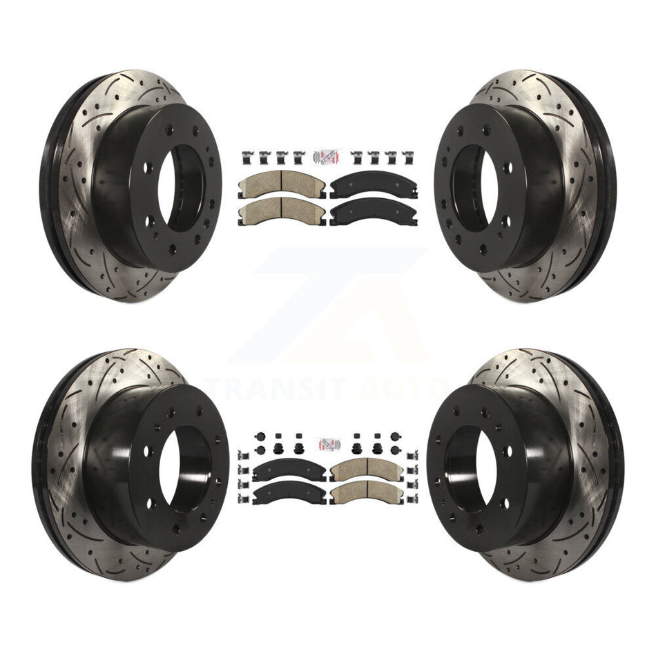 Front Rear Ceramic Pad Drilled Slot Brake Rotor Kit For GMC Chevrolet Sierra 2500 HD 3500 KDA-101218