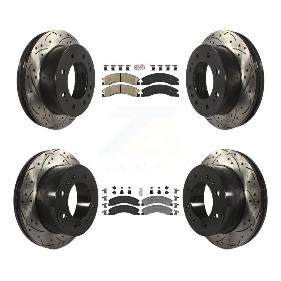 Front Ceramic Rear Semi-Metallic Pad Drill Slot Brake Rotors Kit For GMC Chevrolet Sierra KDA-101219