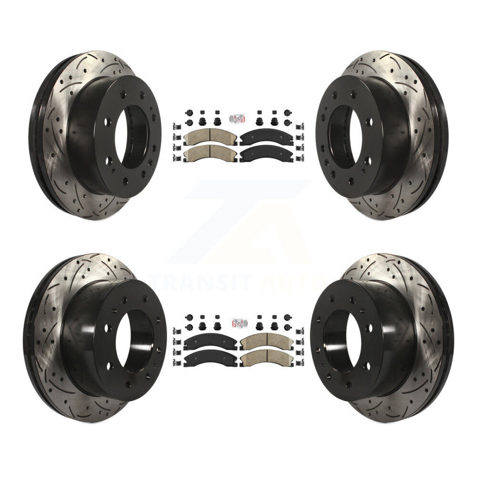 Front Rear Ceramic Pad Drilled Slot Brake Rotor Kit For GMC Chevrolet Sierra 2500 HD 3500 KDA-101221
