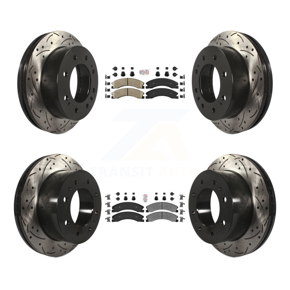 Front Ceramic Rear Semi-Metallic Pad Drill Slot Brake Rotors Kit For GMC Chevrolet Sierra KDA-101222